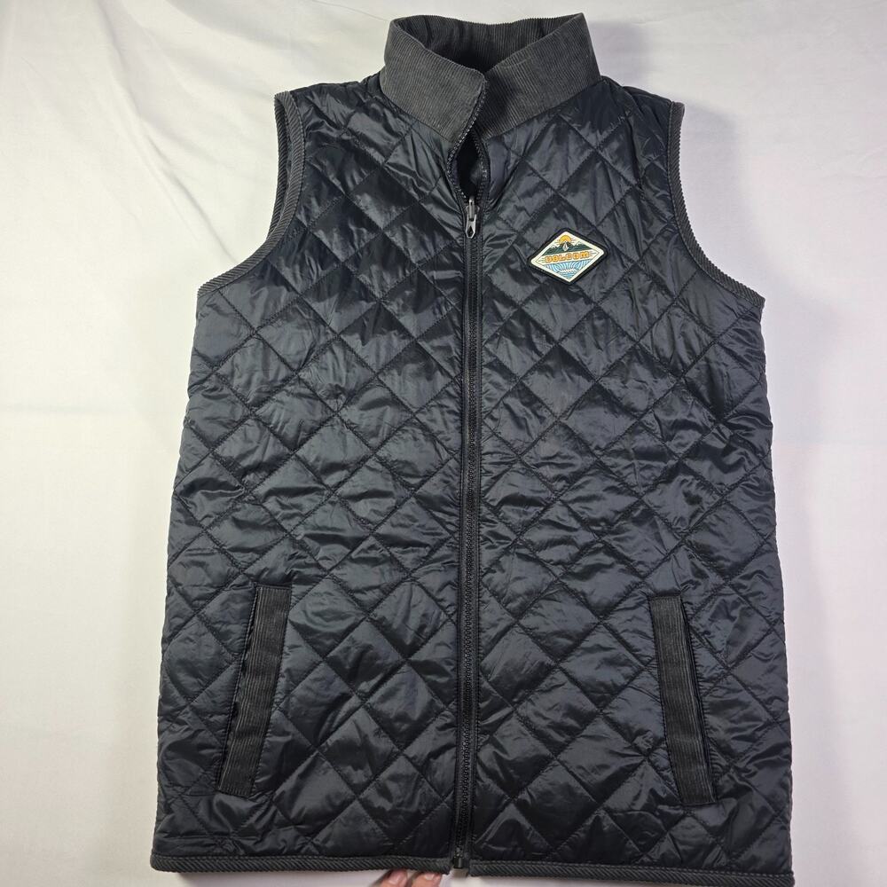 Volcom Reversible Quilted Vest Youth XL (18-20) Black Corduroy Collar Full Zip
